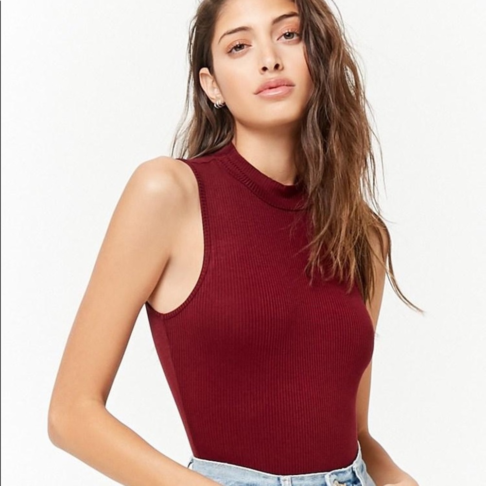 Forever 21 burgundy ribbed bodysuit (SMALL)